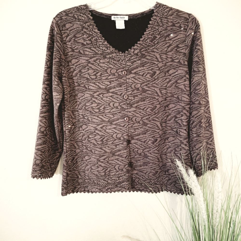 Belle Amie Cocoa brown sparkle top
